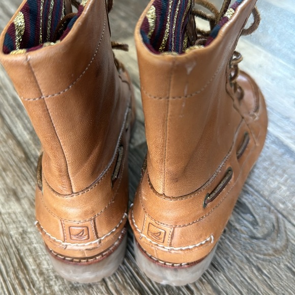 SPERRY TOP SIDER WOMEN BROWN CANVAN AVON ANKLE BOOTS SIZE 6.5M - Picture 7 of 9